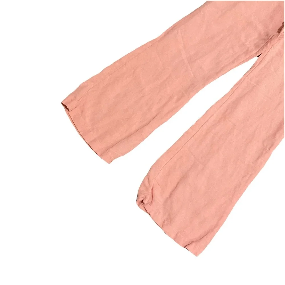 H&M Linen‎ Blend Peach High Rise Wide Leg Resort Summer Pants Womens Size 8